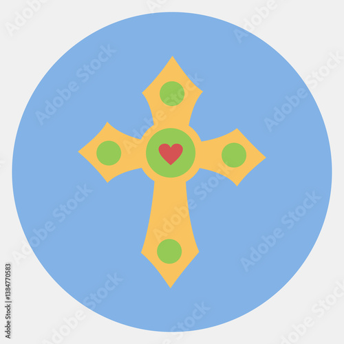 Icon cross. Day of the dead celebration elements. Icons in color mate style. Good for prints, posters, logo, party decoration, greeting card, etc.