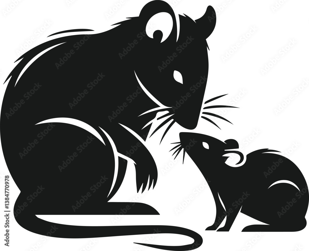 Fototapeta premium Rat silhouette animal black vector
