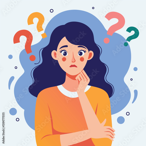 girl thinking vector illustration