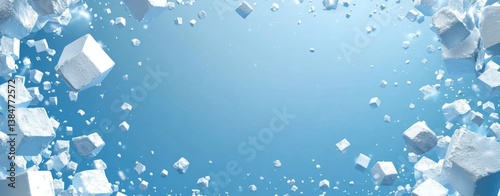 A blue background with a white hexagon pattern