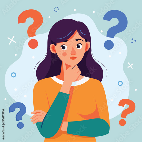 girl thinking vector illustration