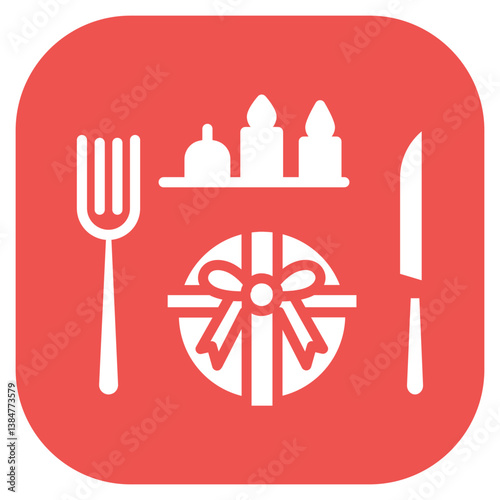 Festive Table Setting Vector Icon
