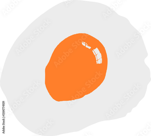 A simple concept of a fried egg featuring a round yolk amidst cooked white, perfect for culinary, breakfast, healthy food or minimalist design themed graphic elements.