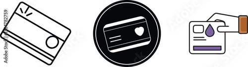 Blood Donation Card Icons, Symbols, and Donors Hand