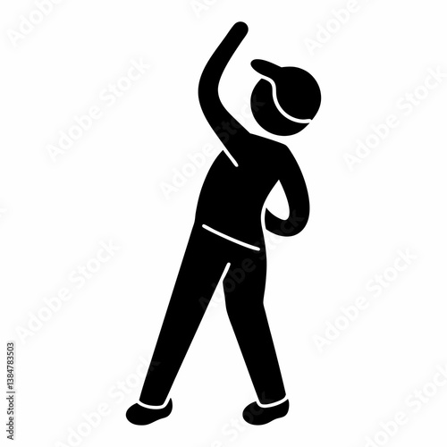 Silhouette of a tennis player running with artistic body and sport style illustration