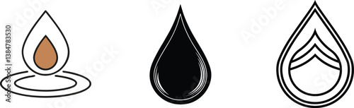 Oil Drop Variations Crude, Biofuel, and Refined Petroleum Icons