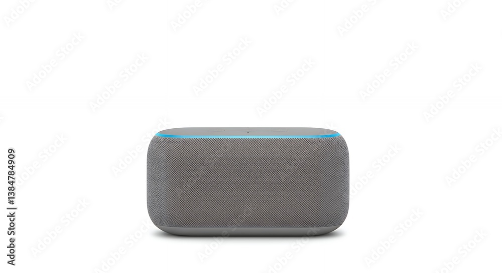 Modern generation wireless smart speaker device on clean white background Modern generation wireless smart speaker device on clean white background