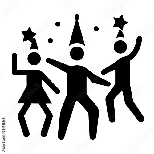 Happy family of four playing and dancing silhouette vector illustration