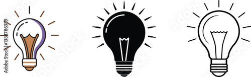Lightbulb Icons Idea, Inspiration, Innovation, Design Variations