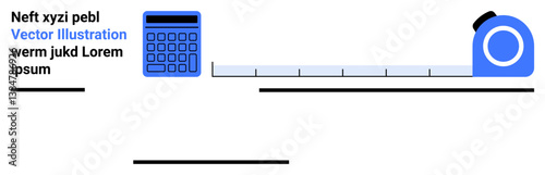 Calculator beside a measuring tape, representing mathematics and measurement concepts. Ideal for engineering, construction, design, education, planning, problem-solving, simple landing page