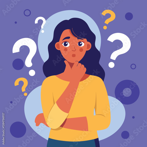 girl thinking vector illustration