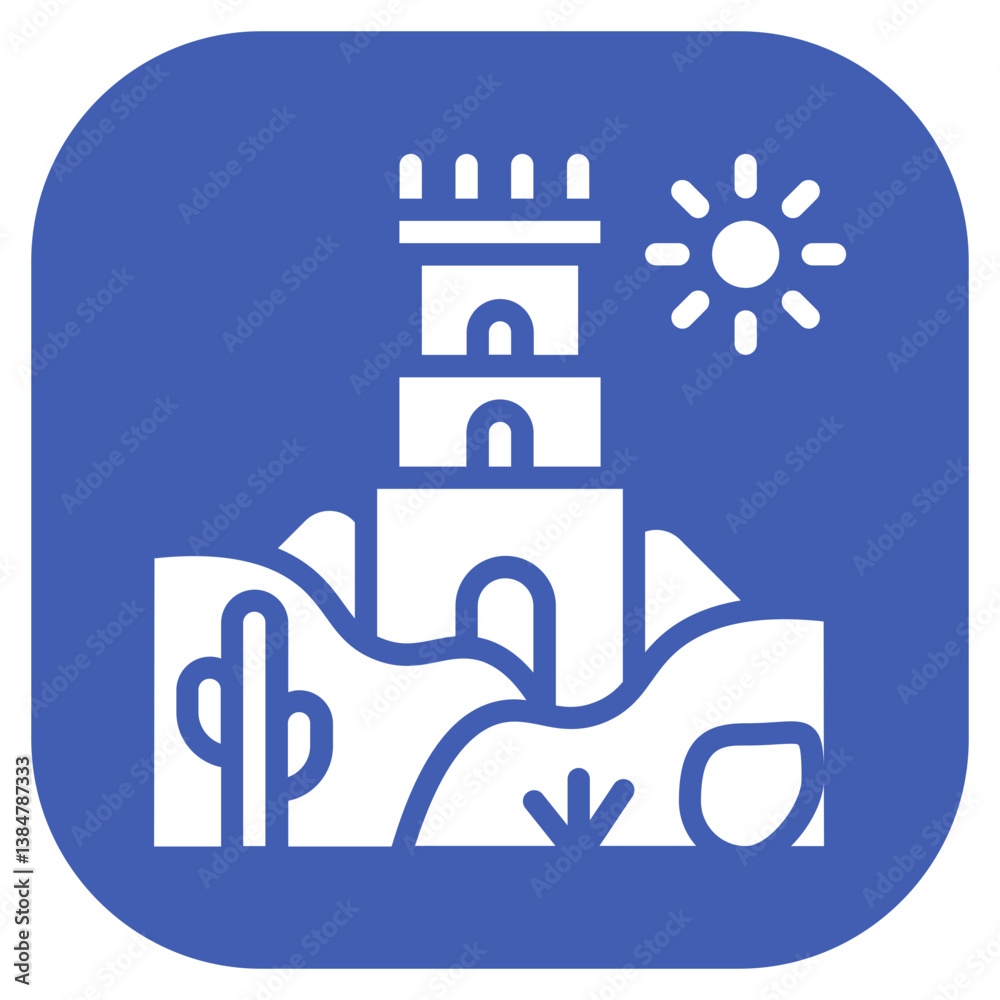 Desert Ruins Tower Vector Icon Desert Ruins Tower Vector Icon
