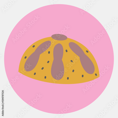  Icon bread of the dead. Day of the dead celebration elements. Icons in color mate style. Good for prints, posters, logo, party decoration, greeting card, etc