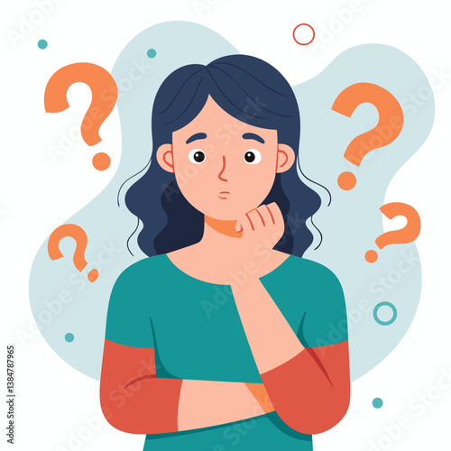 girl thinking vector illustration