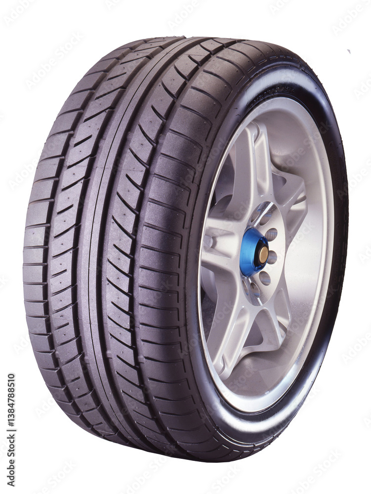 One rubber tire wheel isolated on transparent layered background. One rubber tire wheel isolated on transparent layered background.