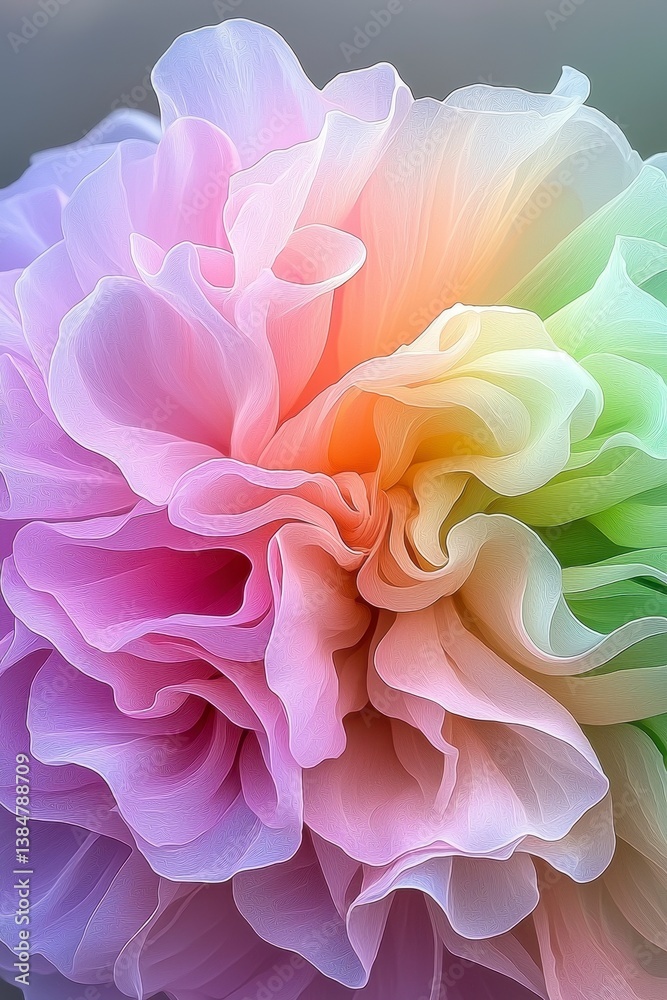 Fototapeta premium Pastel Flower Close Up Soft Petals Delicate Texture Gradient Hues