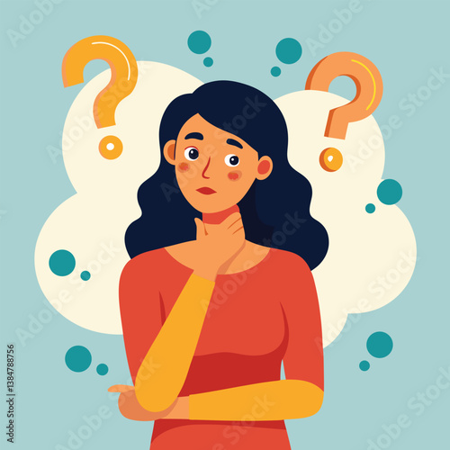girl thinking vector illustration