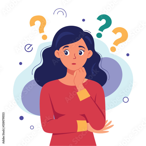 girl thinking vector illustration