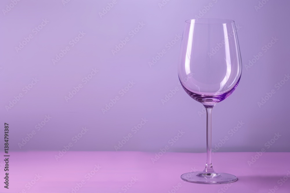 Elegant Empty Wine Glass on Soft Purple Background Elegant Empty Wine Glass on Soft Purple Background
