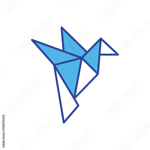 Origami Crane icon isolated on a white background. Vector illustration.