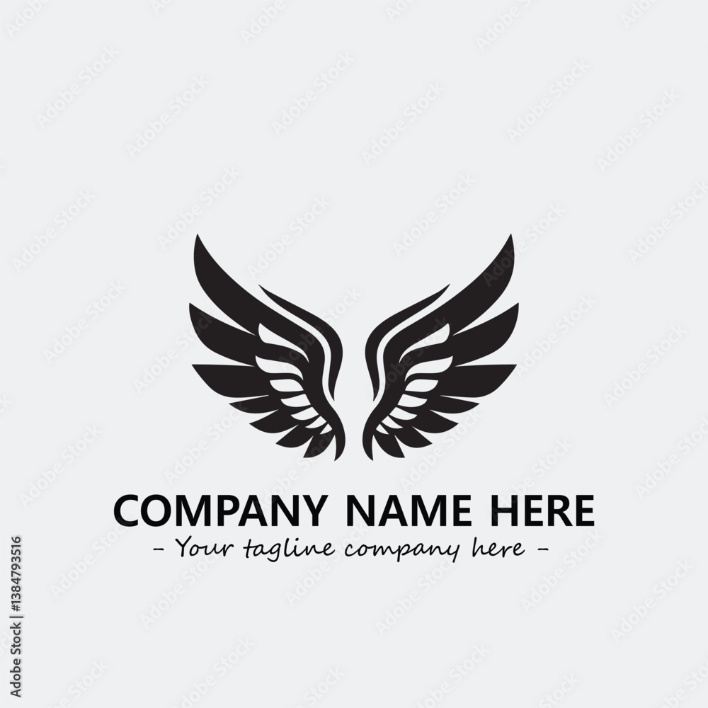 Obraz premium Wing illustration black and white for logo company vector image 