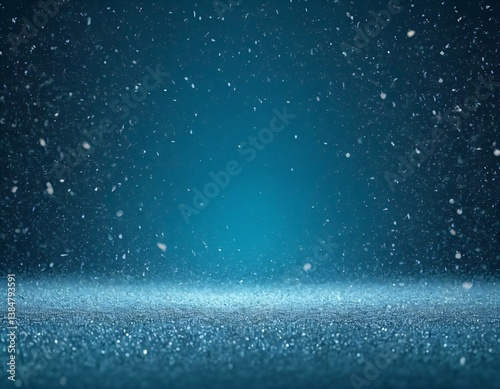 무작위로 떨어지는 눈송이. 눈 내리는 하늘 흰색 청록색 배경.