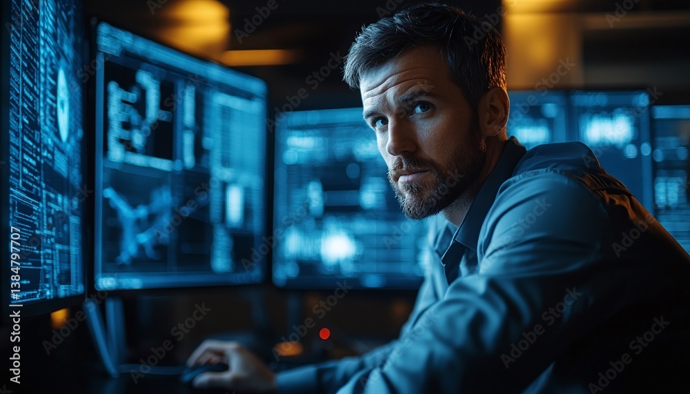 IT professional works with big data analysis. IT professional works with big data analysis.