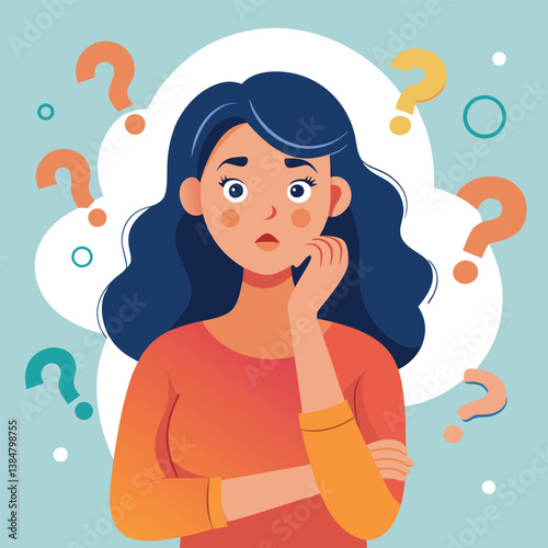 girl thinking vector illustration