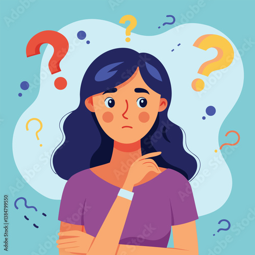 girl thinking vector illustration