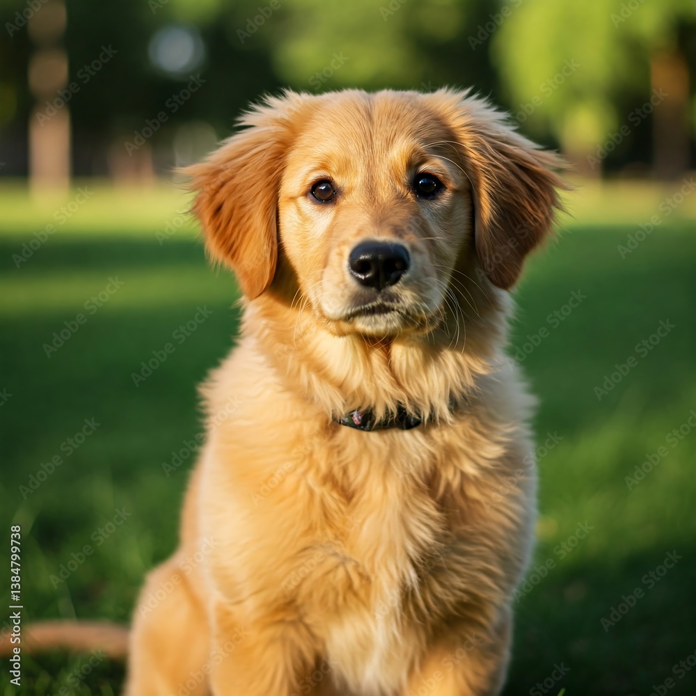 Golden retriever puppy portrait cute dog breeds adorable pet animal canine young friend in the park outdoors Golden retriever puppy portrait cute dog breeds adorable pet animal canine young friend in the park outdoors
