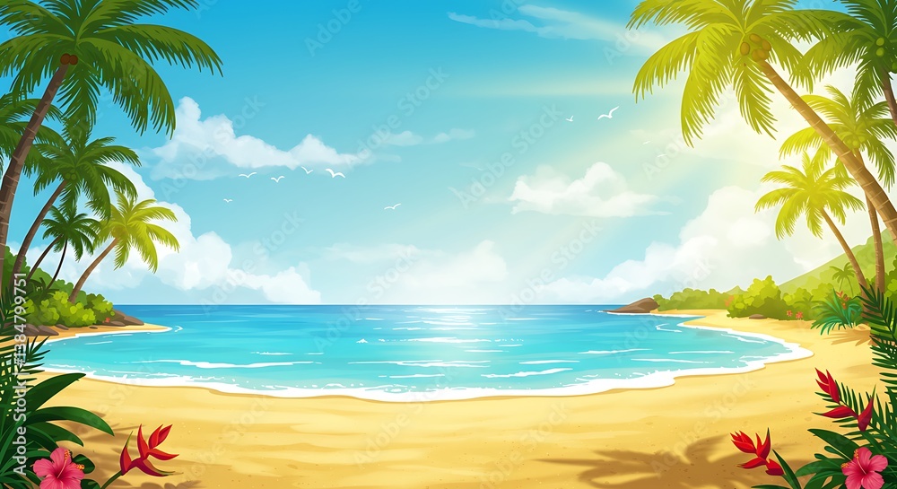 Fototapeta premium Sun-Kissed Paradise Cove AI Generated