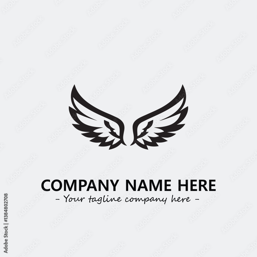Fototapeta premium Wing illustration black and white for logo company vector image 