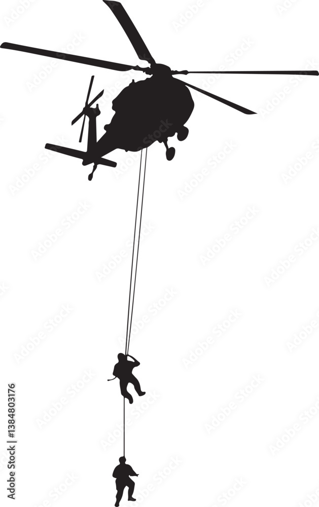 Obraz premium Tactical Helicopter Silhouette Vector