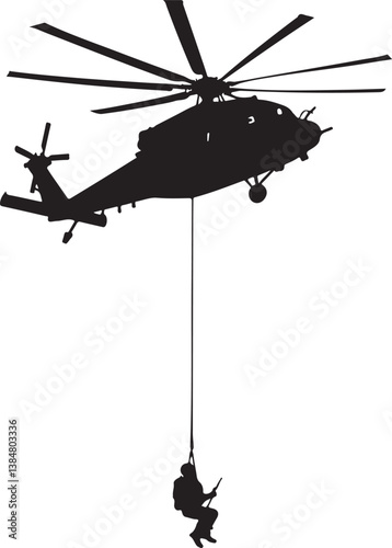 Tactical Helicopter Silhouette Vector
