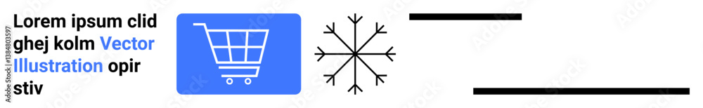 Blue shopping cart icon, snowflake, and black horizontal lines represent ecommerce, seasonal themes, minimalism, branding, UI design, winter shopping ideas, and a simple landing page Blue shopping cart icon, snowflake, and black horizontal lines represent ecommerce, seasonal themes, minimalism, branding, UI design, winter shopping ideas, and a simple landing page