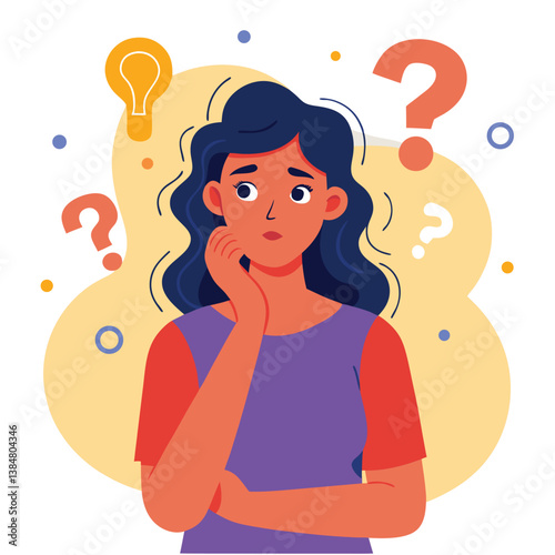 girl thinking vector illustration