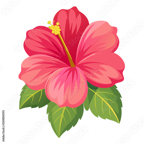 red hibiscus flower no background vector file.