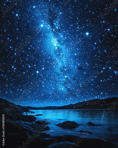 Milky Way Galaxy Over Serene Lake at Night