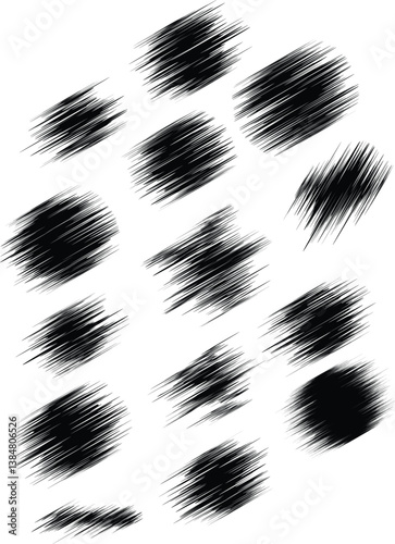 Grunge Brush Stroke Icon Set – Transparent Background Vector Illustration , A high-quality collection of grunge brush stroke icons with a transparent background

