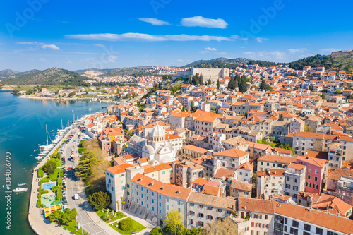 Obraz na płótnie City of Sibenik on Adriatic sea, Dalmatia, Croatia w salonie