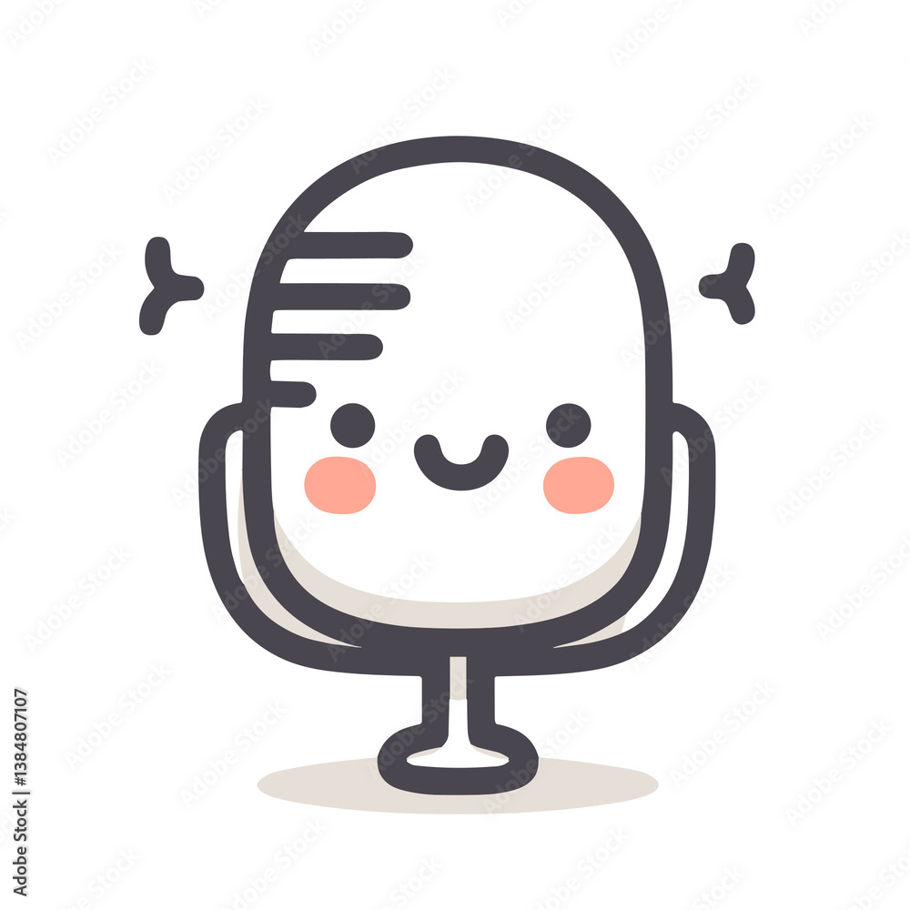 Cute cartoon microphone, black white and pink, audio and recording, with copy space Cute cartoon microphone, black white and pink, audio and recording, with copy space