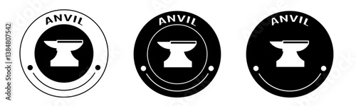 Black and white illustration of anvil icon in flat. Stock vector.