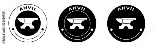 Black and white illustration of anvil icon in flat. Stock vector.