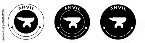 Black and white illustration of anvil icon in flat. Stock vector.