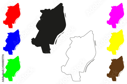 Gandhinagar city (Republic of India, State of Gujarat) map vector illustration, scribble sketch Gandhinagar map