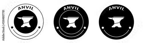 Black and white illustration of anvil icon in flat. Stock vector.