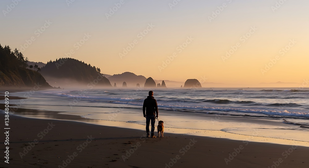 Naklejka premium Golden Hour Companions AI Generated