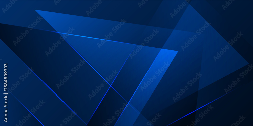 Obraz premium Futuristic abstract blue geometric background with glowing lines and overlapping transparent shapes. Modern digital design perfect for technology, business, and innovation concepts.