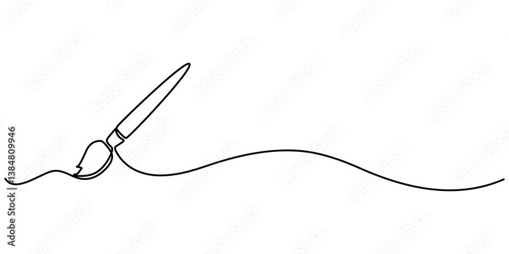 Fototapeta premium Paintbrush continuous one line drawing vector illustration, Paint brushes continuous one line drawing. Isolated on white background vector illustration, Continuous one line drawing Brush and painting.