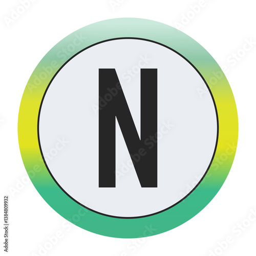 Environmental Grade Capital Letter N Icon with Green to Yellow Gradient Circle – Eco-Friendly Label for World Environment Day and Sustainability Awareness